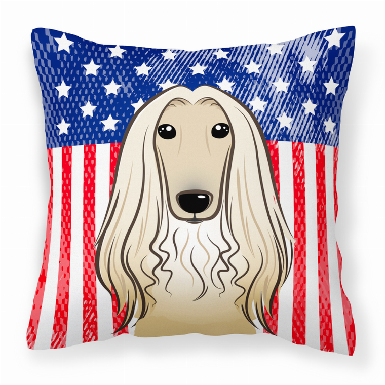 Carolines Treasures, Inc American Flag and Dog Fabric Decorative Pillow, 18x18 Inches, Polyester