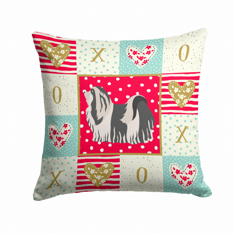 Carolines Treasures Love Design with Dog Fabric Decorative Pillow, 14x14 Inches, Soft Stylish