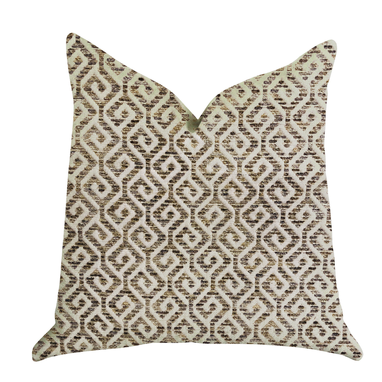 Plutus Omni Truffle Brown Shades Maze Luxury Throw Pillow - 641753664738