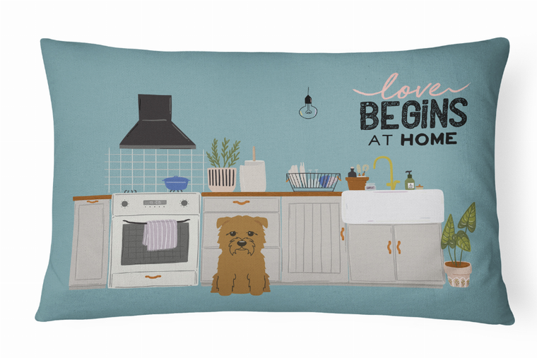 Carolines Treasures Dog Kitchen Scene Art Canvas Fabric Decorative Pillow, 12x16 Inches, Cozy Home