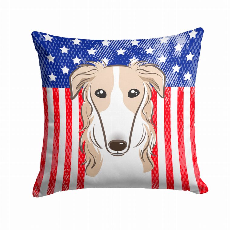 Carolines Treasures USA Design with Dog Fabric Decorative Pillow, 14x14 Inches, Durable and Comfortable Polyester