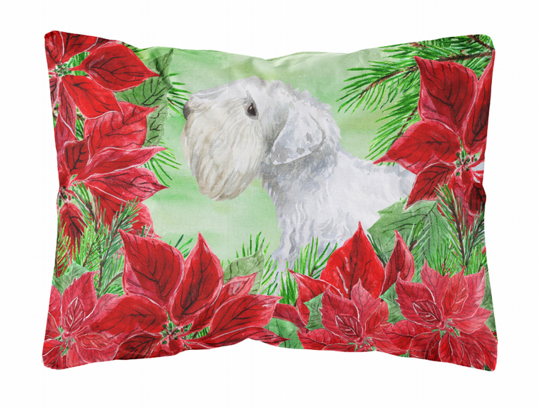 Poinsettas Dog Art Canvas Fabric Decorative Pillow - 652259193196