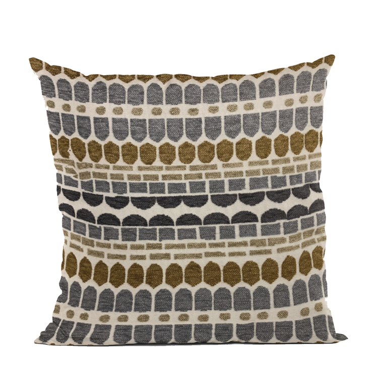 Plutus Green, Gray Harmony Border Luxury Throw Pillow - 017247668955