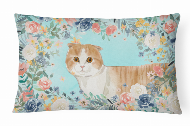 Carolines Treasures Dog Art Spring Flowers Canvas Fabric Decorative Pillow, Multicolor Print, 12 X 16 Inches