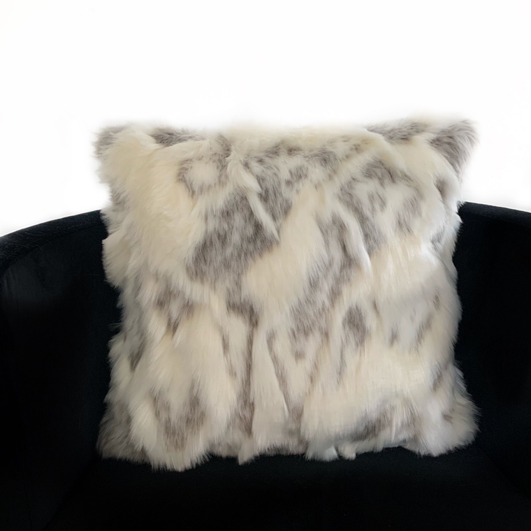 Plutus Ivory,Gray Ivory Rabbit Fur Animal Faux Fur Luxury Throw Pillow - 017247672709