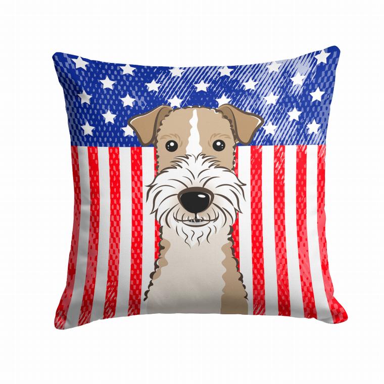 Carolines Treasures USA Design with Dog Fabric Decorative Pillow, 14x14 Inches, Soft Polyester Accent
