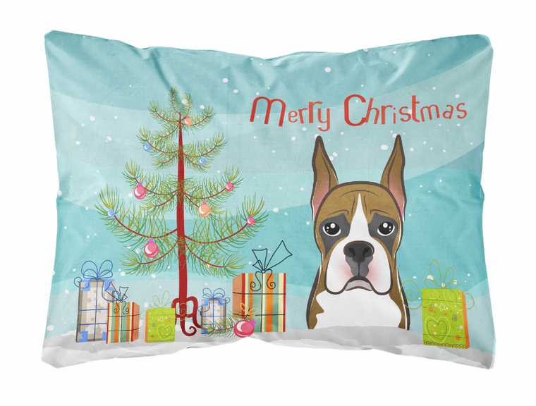 Carolines Treasures Christmas Tree and Dog Canvas Fabric Decorative Pillow, Multi-Color, 12x16 Inches