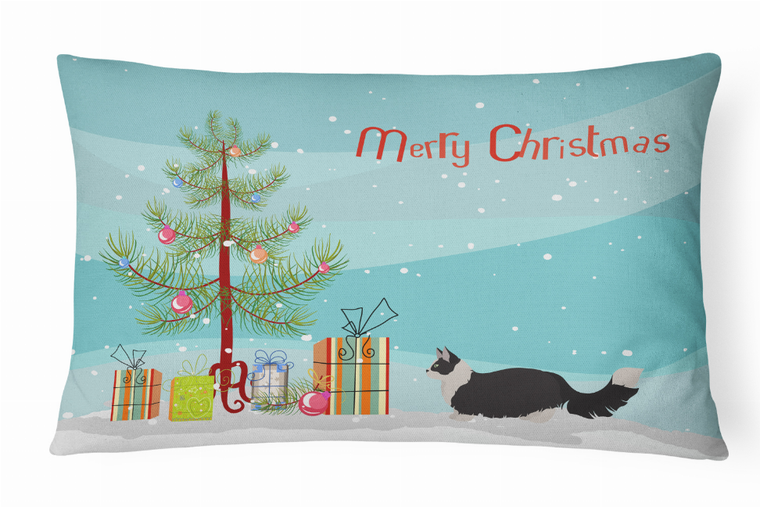 Carolines Treasures Cat Art Merry Christmas Canvas Fabric Decorative Pillow, Canvas, 12x16 Inches                                 