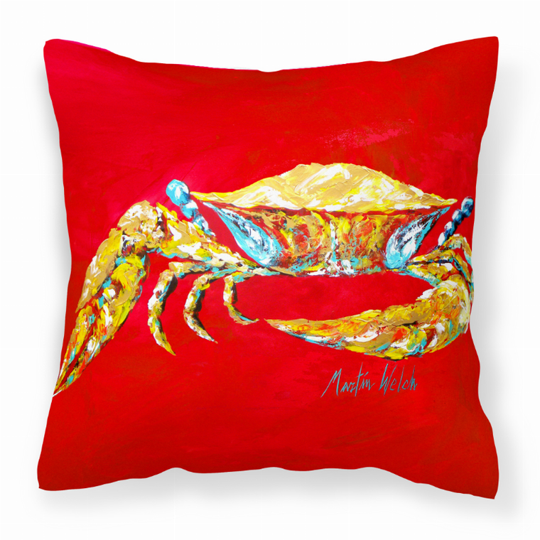 Carolines Treasures Crab Painting Fabric Decorative Pillow, 14x14 Inches, colorful, comfy