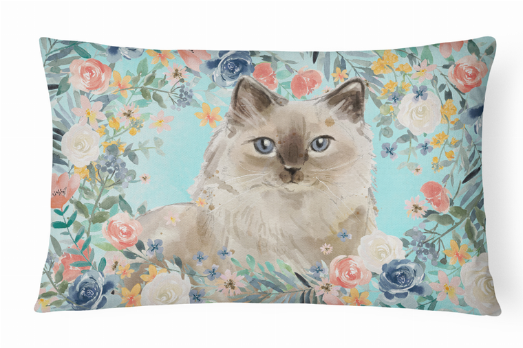 Carolines Treasures Dog Art Spring Flowers Canvas Fabric Decorative Pillow, Canvas Cover, 12 X 16 Inches