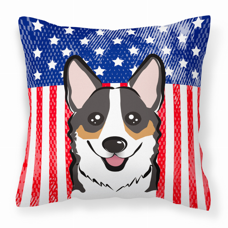 Carolines Treasures USA Design with Dog Fabric Decorative Pillow, 14x14 Inches, Polyester - Accent Cushion