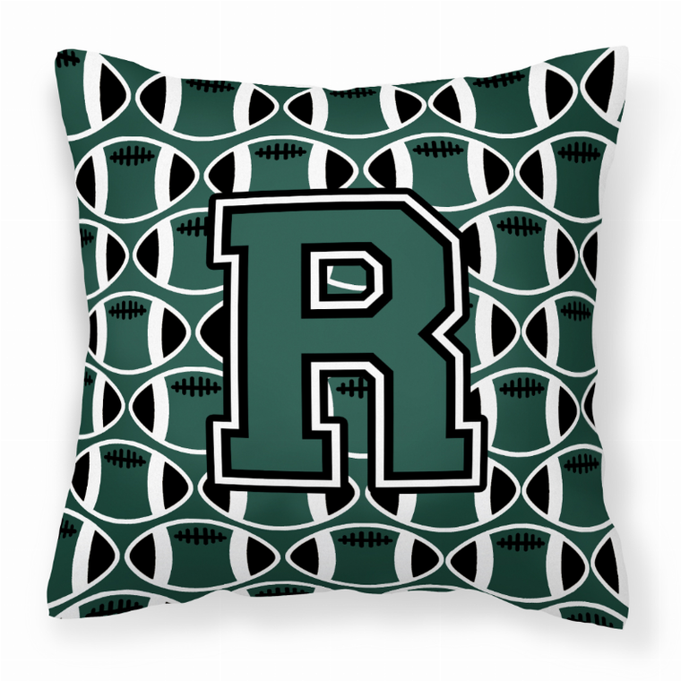 Carolines Treasures Monogram Letter Football Decorative Pillow, 14x14 Inches  - Soft Polyester Fabric