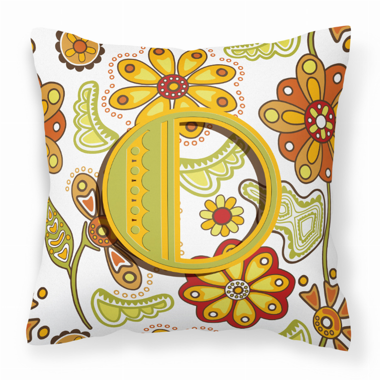 Carolines Treasures Monogram Letter Floral Fabric Decorative Pillow, 14x14 Inches, Polyester, soft, cozy