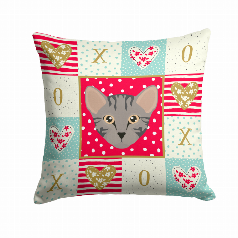 Carolines Treasures Cat Face Love Fabric Decorative Pillow, 14x14 Inches, 100% Polyester