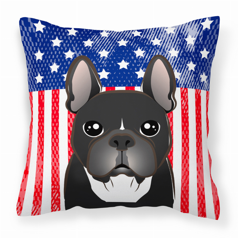 Carolines Treasures, Inc American Flag and Dog Fabric Decorative Pillow, 18 x 18 Inches -  Accent Cushion