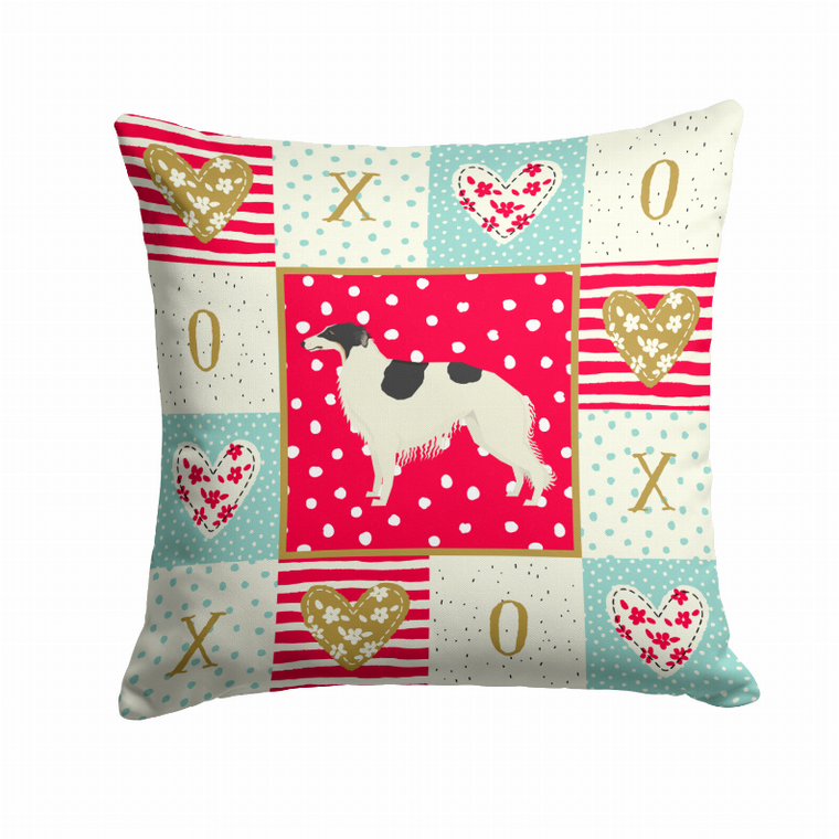 Carolines Treasures Love Design with Dog Fabric Decorative Pillow, Series 2, 14x14 Inches, Soft Colorful