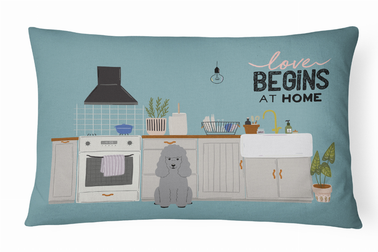 Carolines Treasures Dog Kitchen Scene Art Canvas Fabric Decorative Pillow, 12x16 Inches, Charming Indoor                    
