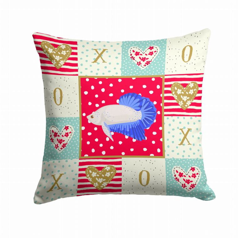 Carolines Treasures Sealife Art Love Fabric Decorative Pillow Design Accent, 14x14 Inches, Polyester