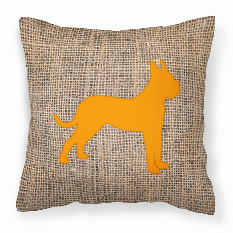 Carolines Treasures Dog Silhouette Burlap Fabric Decorative Pillow, Blue-Orange, Soft Sofa Cushion
