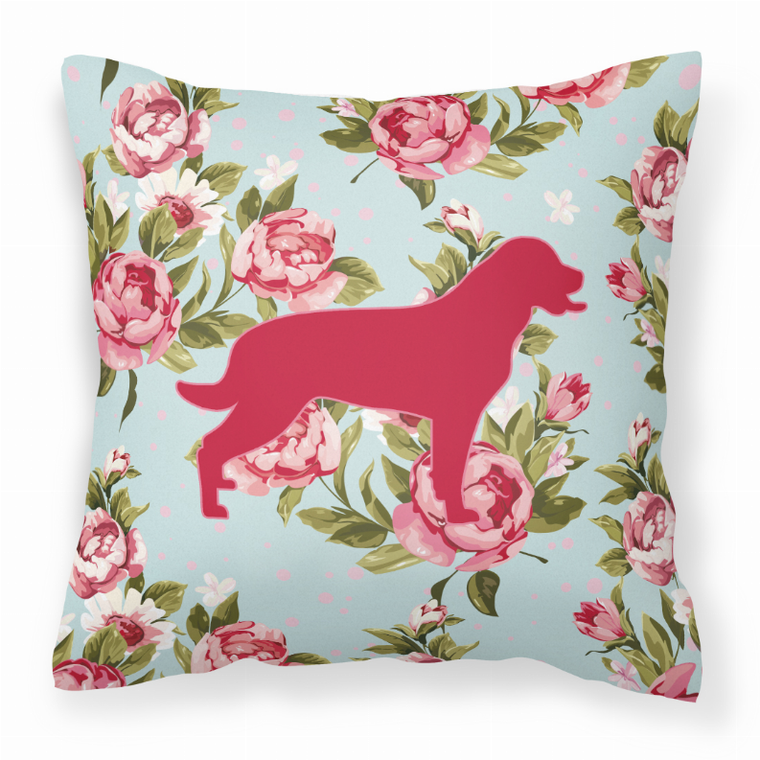Caroline's Treasures Dog Silhouette Shabby Chic Roses Fabric Decorative Pillow, 14x14 Inches, Luxury Couch Accent