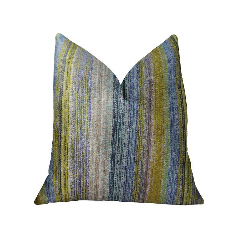 Plutus Clear Shore Blue Mustard and Lavender Handmade Luxury Pillow - 663701009811