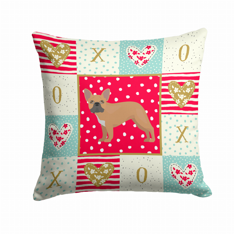 Carolines Treasures Love Design with Dog Fabric Decorative Pillow, 14x14 Inches, Polyester, Cute Printed 