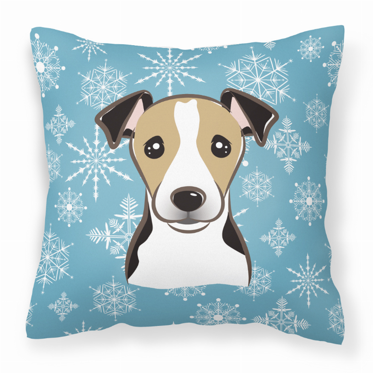 Caroline's Treasures Winter Snowflake Dog Face Design Fabric Decorative Pillow, Snowflake Design, 14x14 Inches, Fun