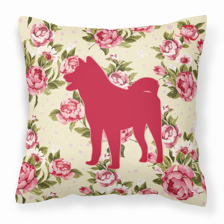 Dog Silhouette Shabby Chic Roses Fabric Decorative Pillow - 638508358301