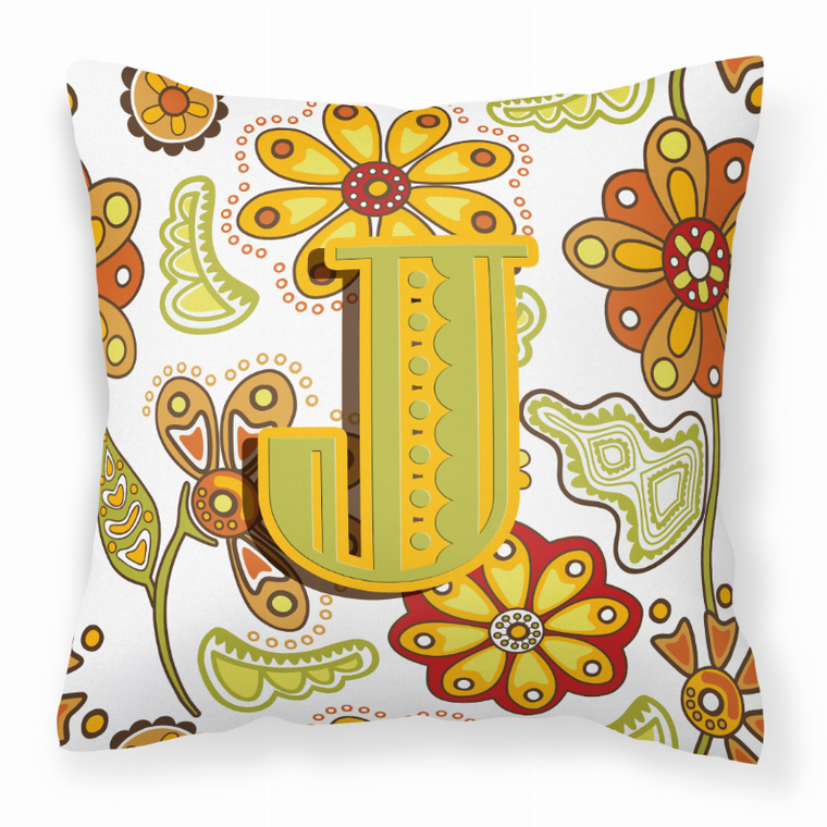 Carolines Treasures Monogram Letter Floral Fabric Decorative Pillow, 14 Inch, Polyester, bright, comfy