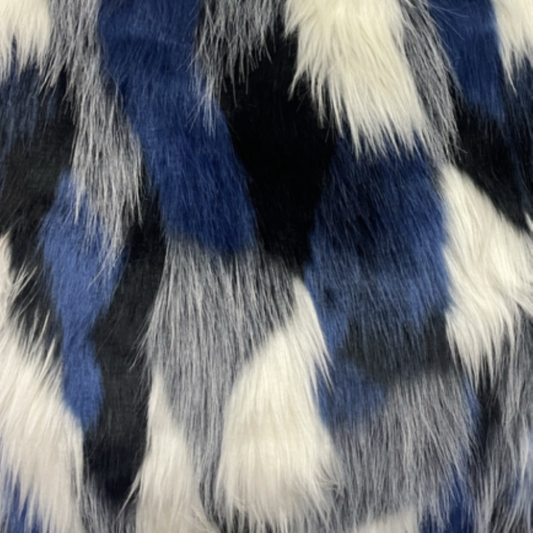 Plutus Black, Blue, White Animal Faux Fur Luxury Throw Pillow - 017247671405