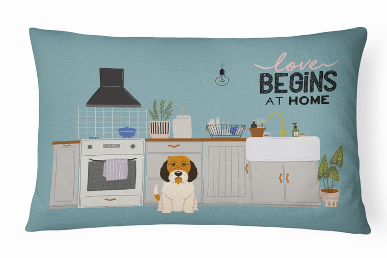Carolines Treasures Dog Kitchen Scene Art Canvas Fabric Decorative Pillow, Full Color Artwork, 12x16 Inches, Vibrant Durable