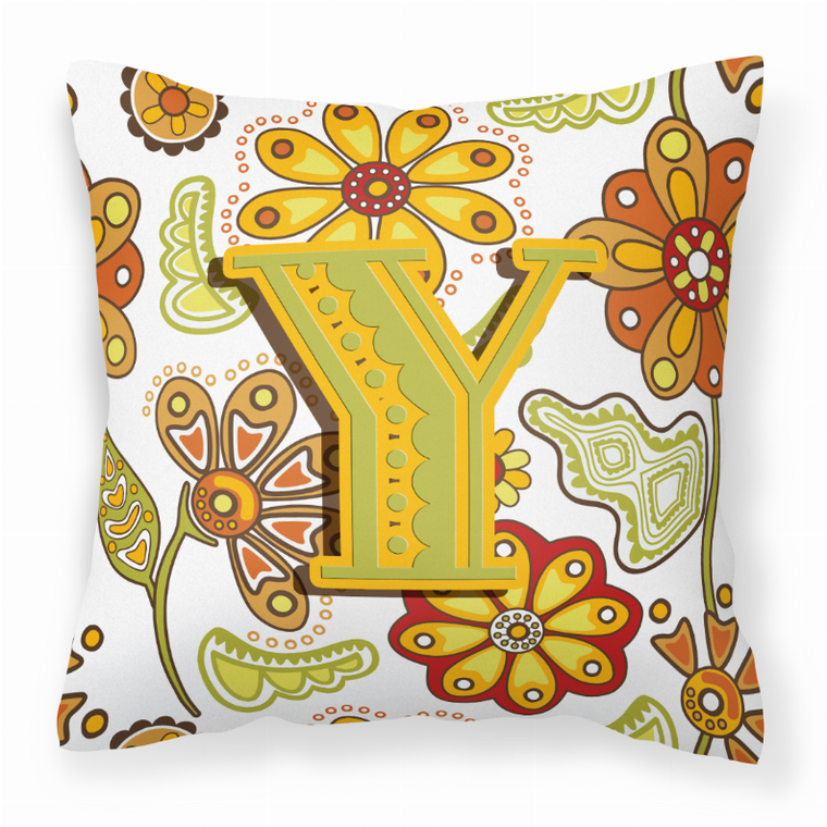 Monogram Letter Floral Fabric Decorative Pillow - 615872976218