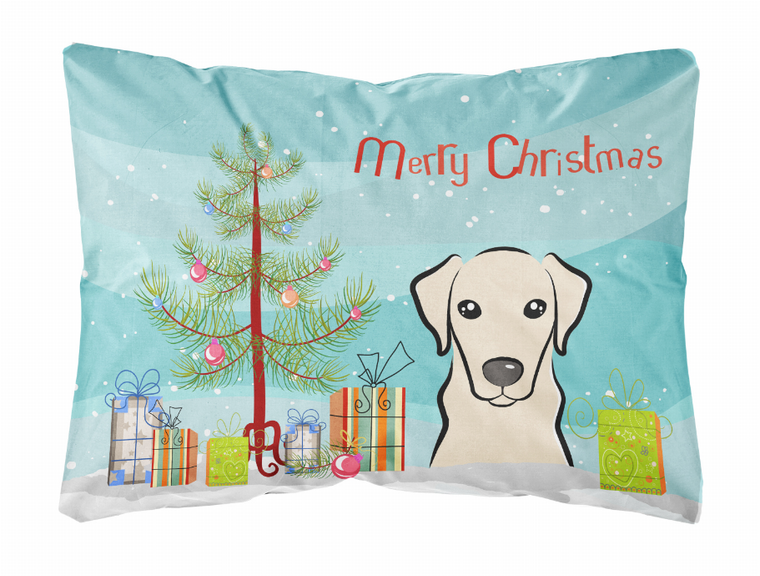 Carolines Treasures Christmas Tree and Dog Canvas Fabric Decorative Pillow, 12x16 Inches, Outdoor