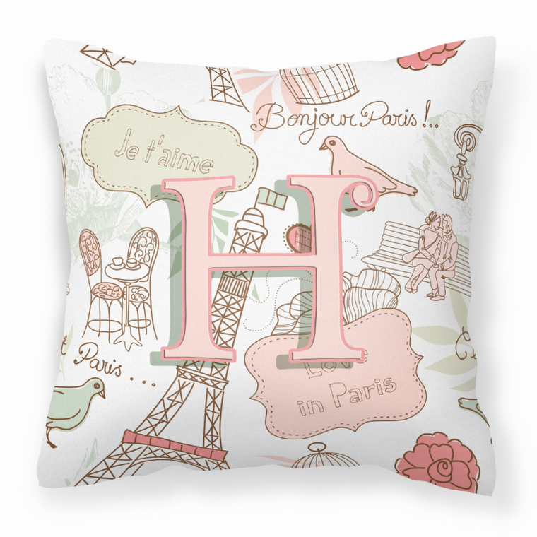 Monogram Letter Love in Paris Pink Fabric Decorative Pillow - 615872975792
