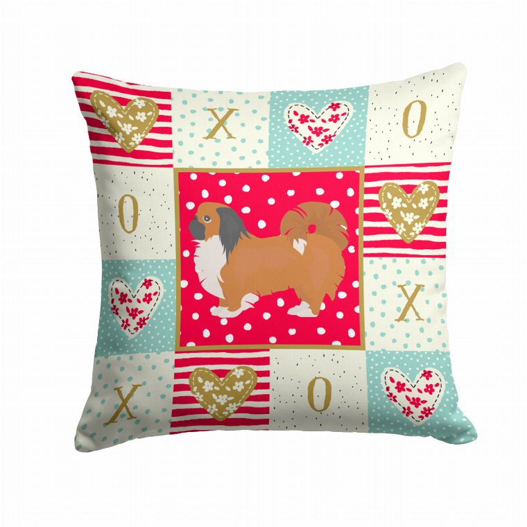 Carolines Treasures Love Design with Dog Fabric Decorative Pillow, 14x14 Inches, Soft Fun