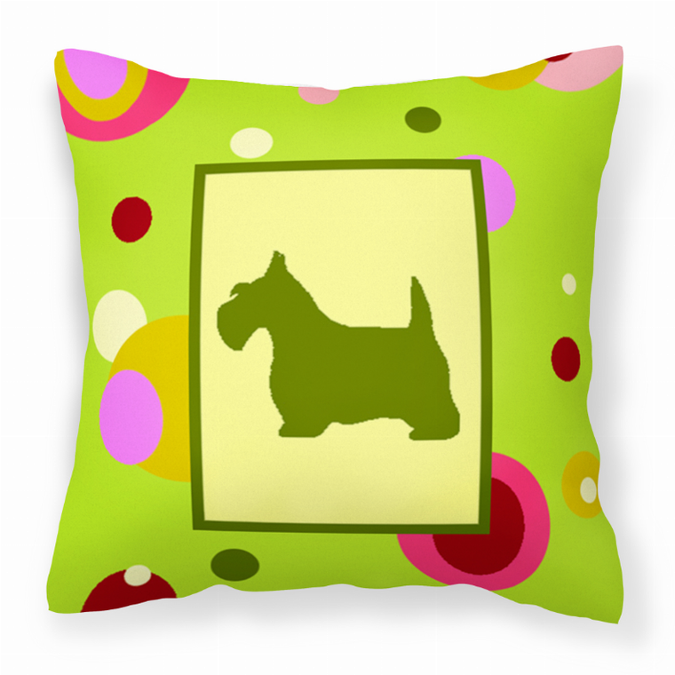 Carolines Treasures Green Fabric Decorative Pillow with Dog Silhouette, Green, 14 inches, soft playful