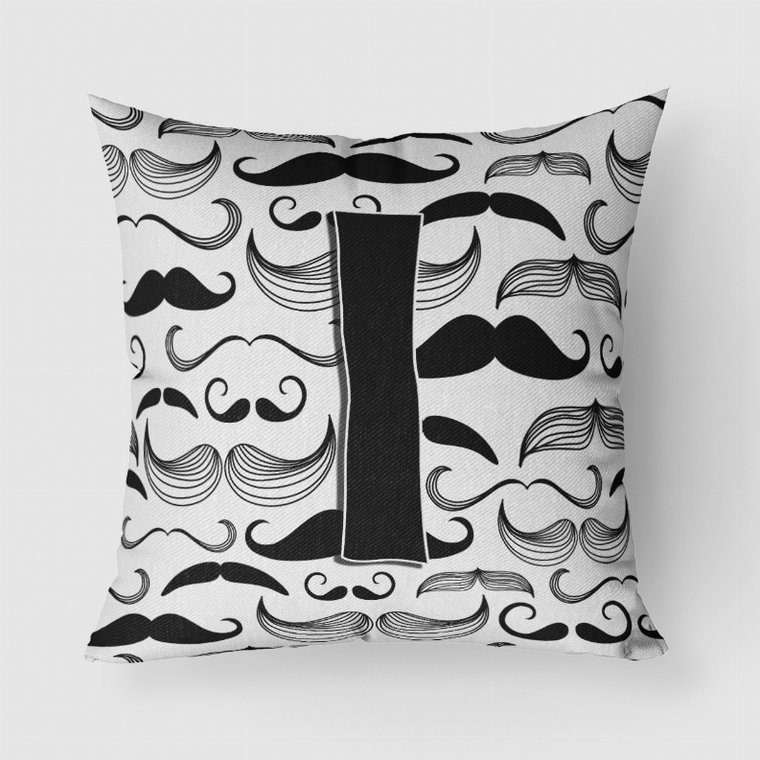 Letter Moustache Initial Fabric Decorative Pillow - 615872981502