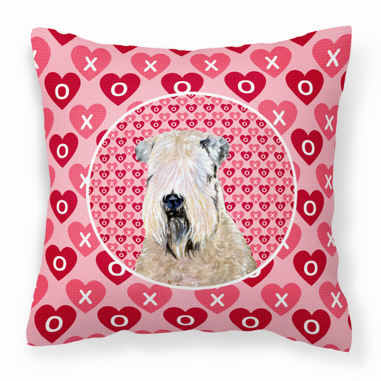Caroline's Treasures Hearts Love and Valentine's Day Dog Portrait Fabric Decorative Pillow, 14x14 Inches Accent Cushion                          