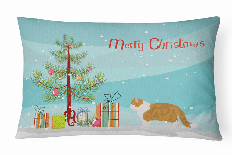 Carolines Treasures Cat Art/Merry Christmas Canvas Fabric Decorative Pillow, Canvas Material, 12x16 Inches, Vibrant Design