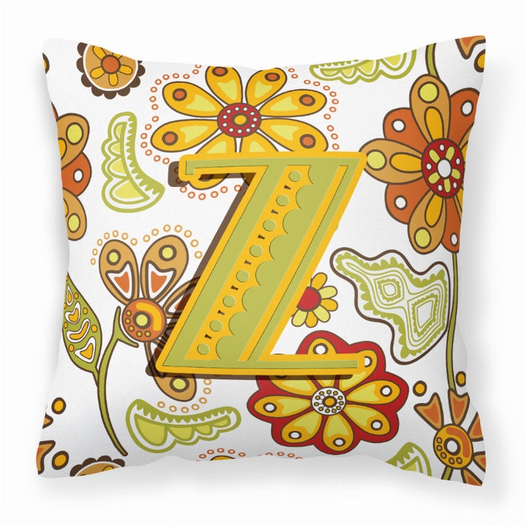 Monogram Letter Floral Fabric Decorative Pillow - 615872976225