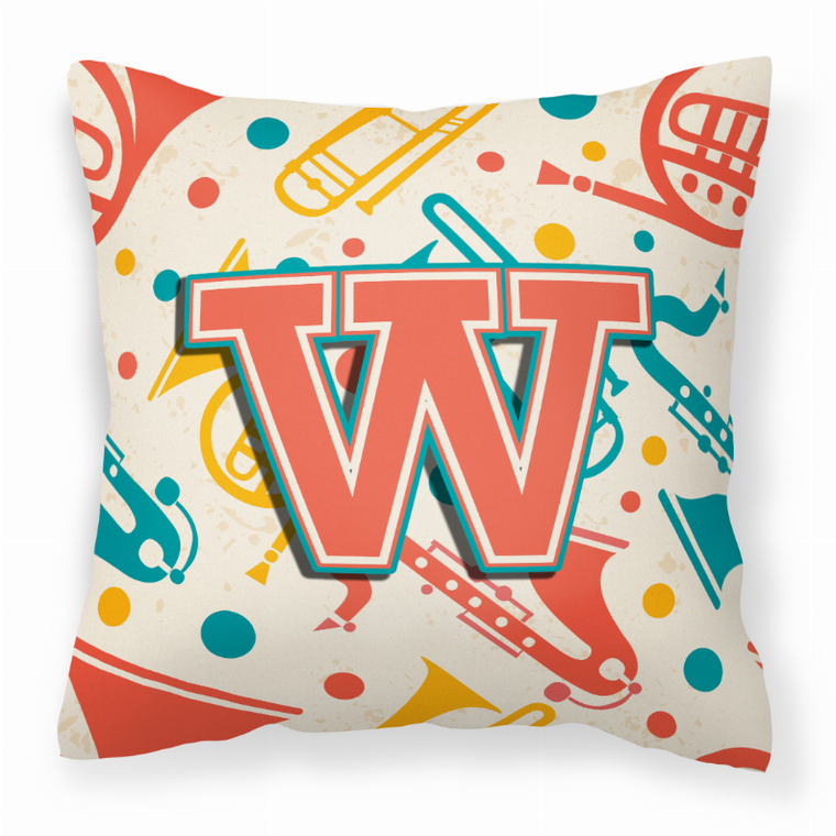 Carolines Treasures Monogram Letter Musical Instruments Fabric Decorative Pillow, 14x14 Inches, soft, colorful