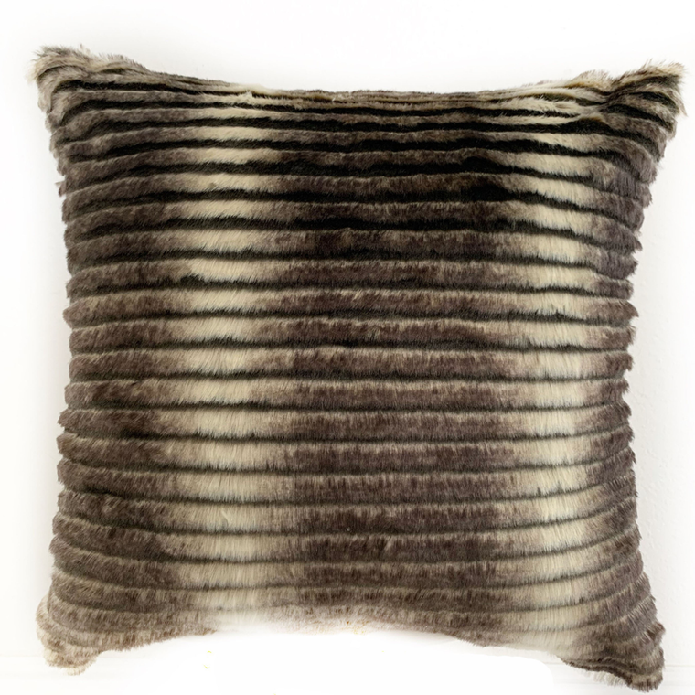 Plutus Grey, Taupe Gray & Taupe Animal Faux Fur Luxury Throw Pillow - 017247671856