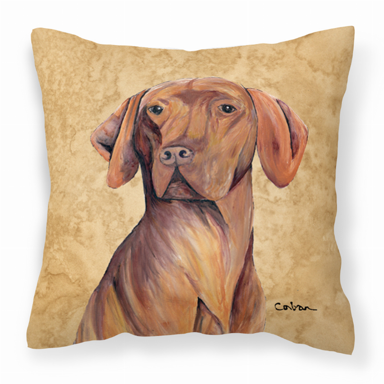 Carolines Treasures Wipe Your Paws Dog Art Fabric Decorative Pillow, 14x14 Inches, 100% Polyester, colorful playful