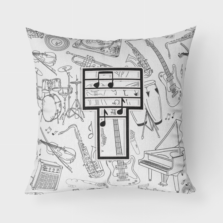 Letter Musical Note Letters Fabric Decorative Pillow - 615872981090