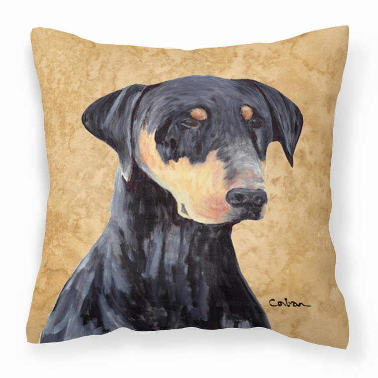 Carolines Treasures Wipe Your Paws Dog Art Fabric Decorative Pillow, 14x14 Inches, Polyester, soft colorful