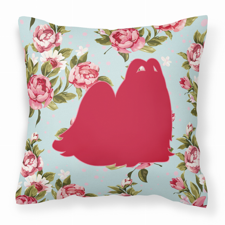 Carolines Treasures, Inc Dog Silhouette Shabby Chic Roses Fabric Decorative Pillow, Shabby Chic Roses Design, 14x14 Inches, Cozy Sofa Accent