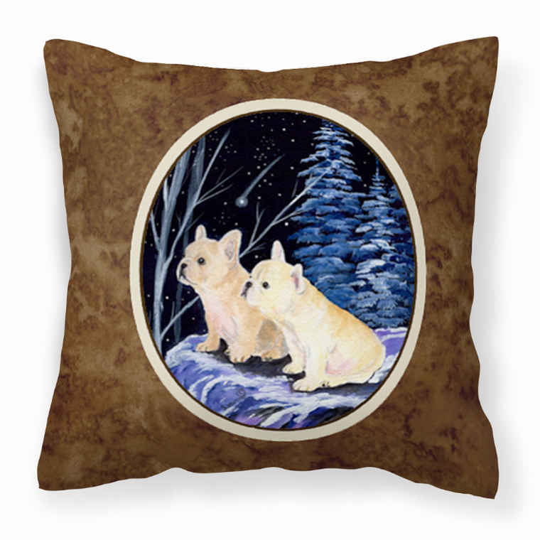 Starry Night Design with Dog Picture Fabric Decorative Pillow - 615872504374