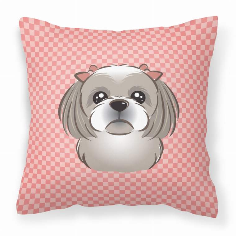 Caroline's Treasures Dog Face Checkerboard Design Fabric Decorative Pillow, Checkerboard Design, 14x14 Inches, soft, cheerful