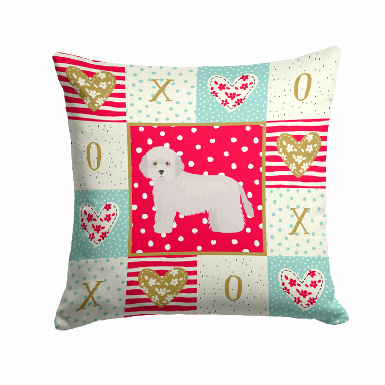 Carolines Treasures Love Design with Dog Fabric Decorative Pillow, Full Color Artwork, 14x14 Inches, Chic Cute