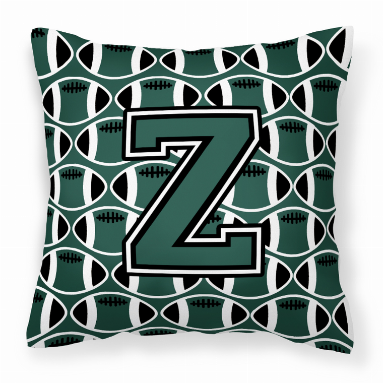 Carolines Treasures Monogram Letter Football Fabric Pillow, 14 Inches, Lightweight Polyester Accent